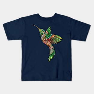 Vibrant Flight: Stylized Hummingbird Kids T-Shirt